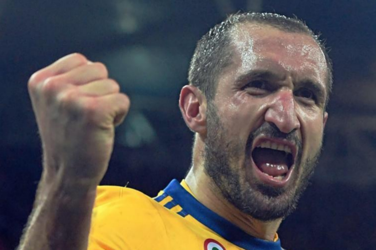Chiellini celebra un gol en la Liga de Campeones.