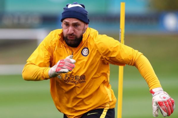 Berni, durante un entrenamiento con el Inter.