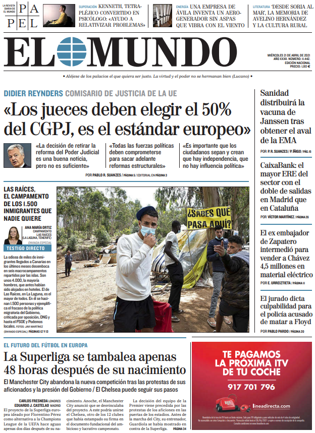 Portada de EL MUNDO del miércoles 21 de abril de 2021 | Medios