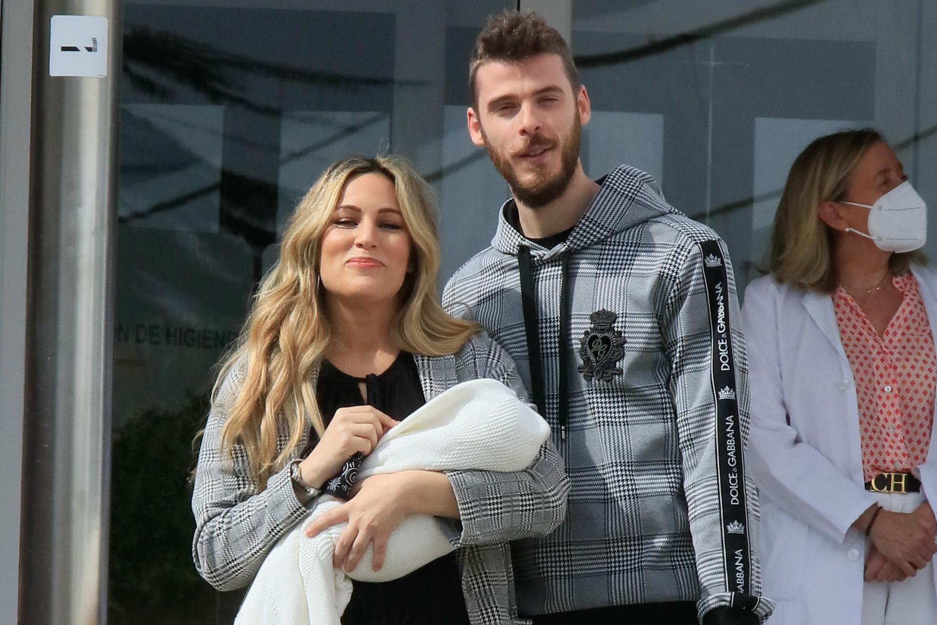 David de Gea y Edurne, en marzo, tras el nacimiento de su hija Yanay.