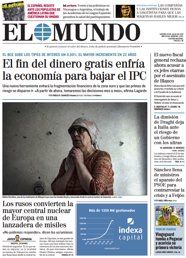 Portada de EL MUNDO del viernes 22 de julio de 2022 | Medios