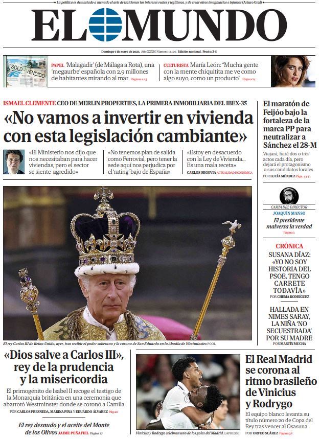 Portada de EL MUNDO del domingo 7 de mayo de 2023 | Medios