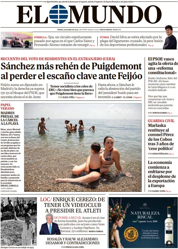 Portada de EL MUNDO del sábado 29 de julio de 2023 | Medios