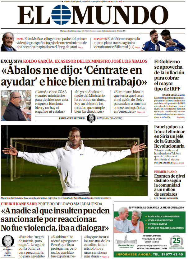 Portada de EL MUNDO del martes 2 de abril de 2024 | Medios
