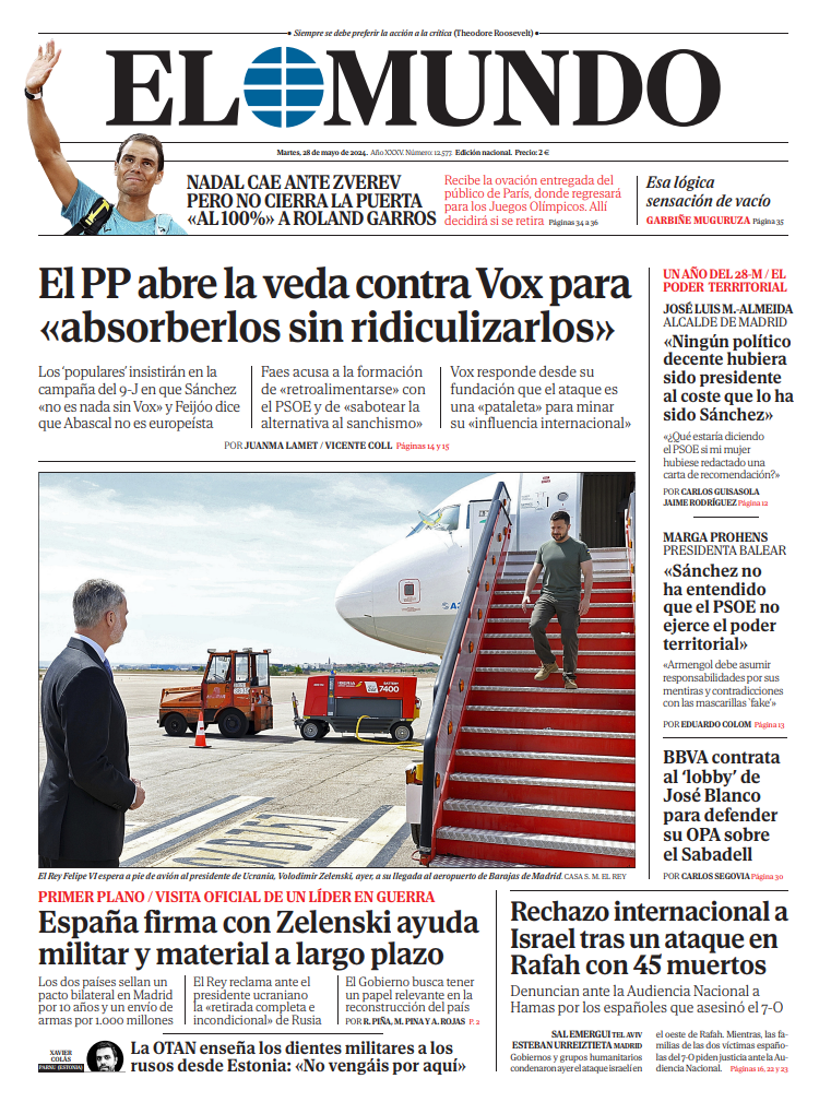 Portada de EL MUNDO del martes 28 de mayo de 2024 | Medios