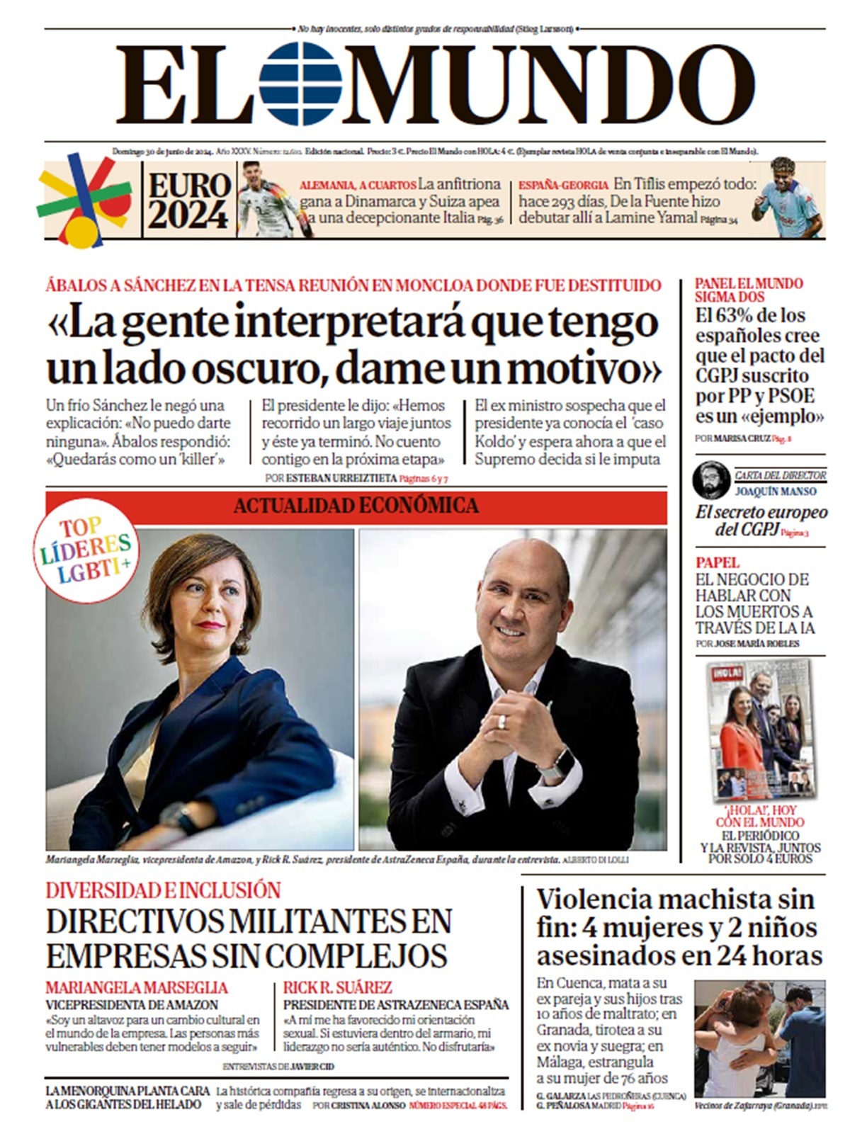 Portada de EL MUNDO del domingo 30 de junio de 2024 | Medios
