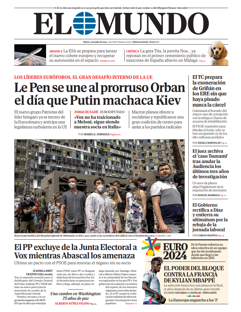 Portada de EL MUNDO del martes 9 de julio de 2024 | Medios