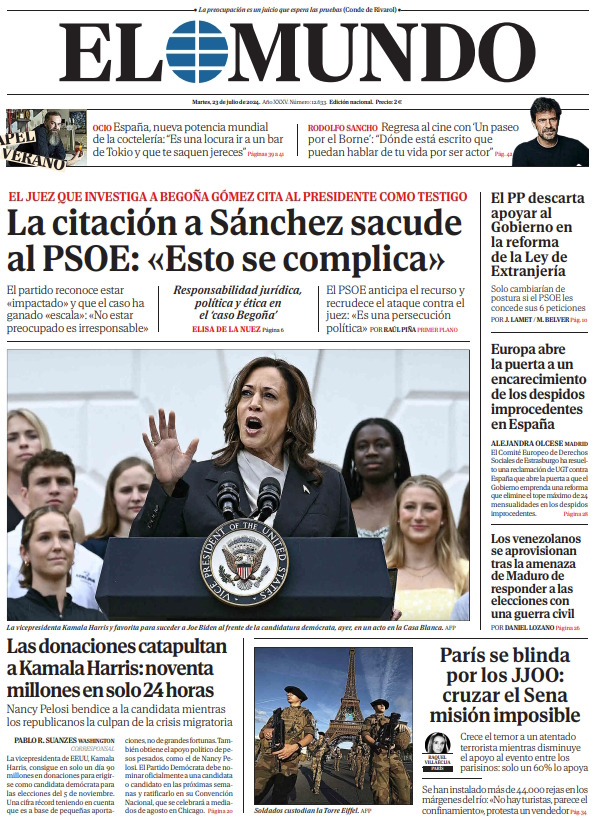 Portada de EL MUNDO del martes 23 de julio de 2024 | Medios