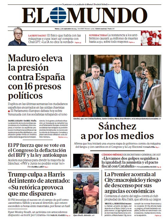 Portada de EL MUNDO del martes 17 de septiembre de 2024 | Medios