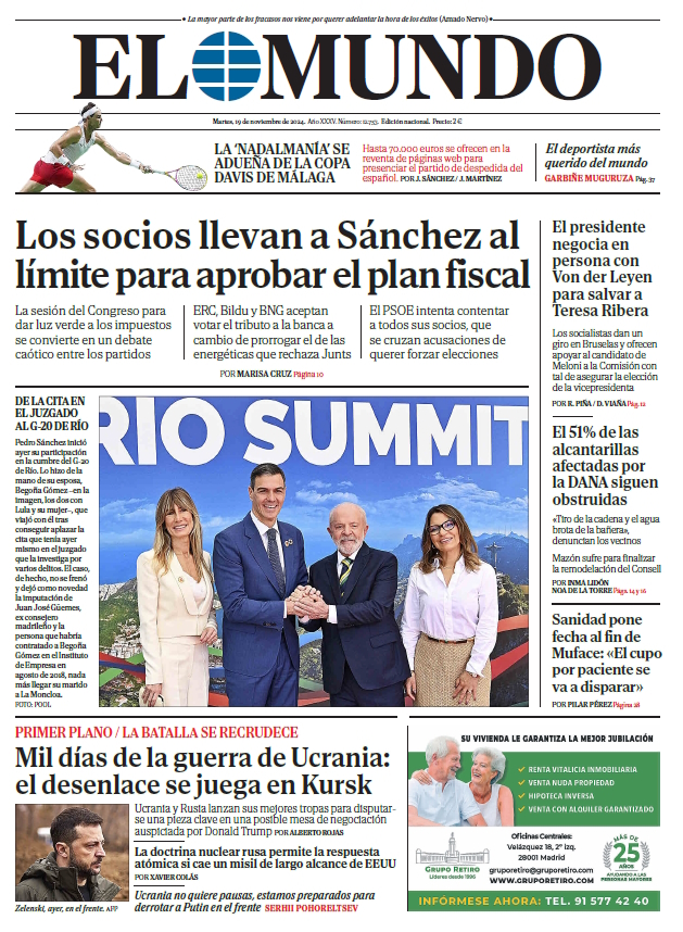 Portada de EL MUNDO del martes 19 de noviembre de 2024 | Medios