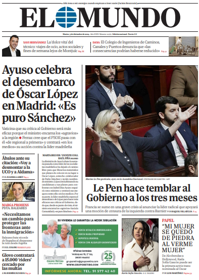 Portada de EL MUNDO del martes 3 de diciembre de 2024 | Medios