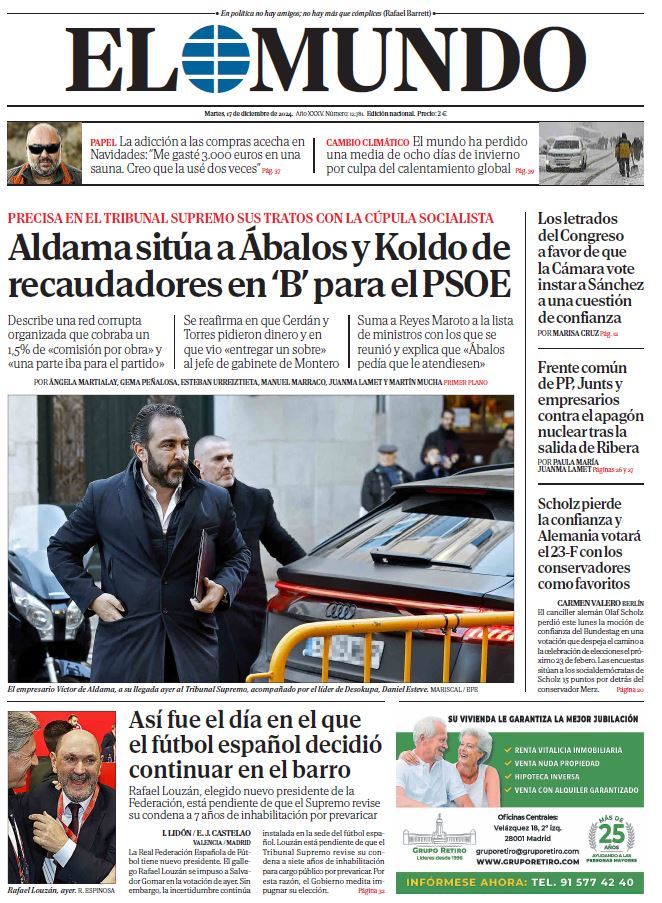 Portada de EL MUNDO del martes 17 de diciembre de 2024 | Medios