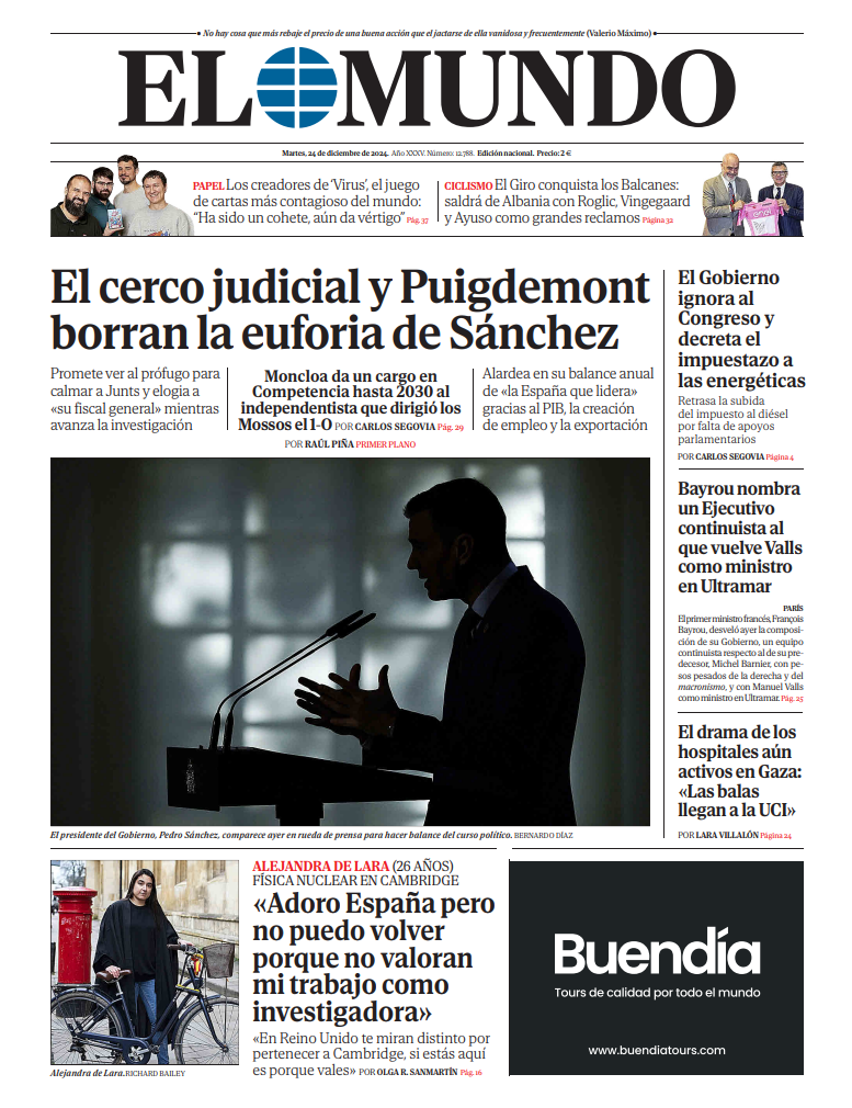 Portada de EL MUNDO del martes 24 de diciembre de 2024 | Medios