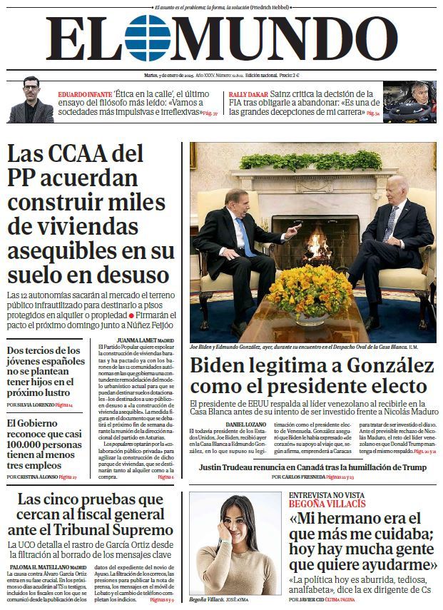 Portada de EL MUNDO del martes 7 de enero de 2025 | Medios