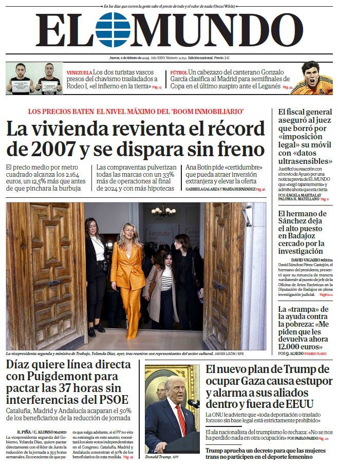 Portada de EL MUNDO del jueves 6 de febrero de 2025 | Medios