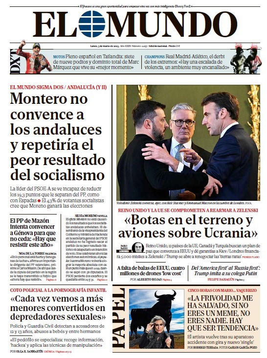 Portada de EL MUNDO del lunes 3 de marzo de 2025 | Medios