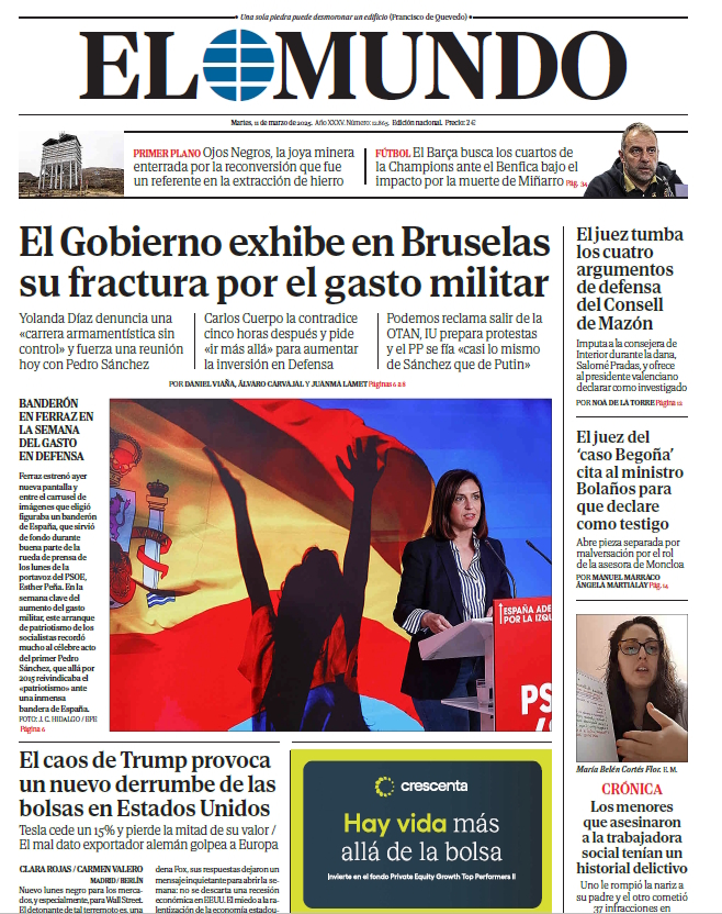 Portada de EL MUNDO del martes 11 de marzo de 2025 | Medios