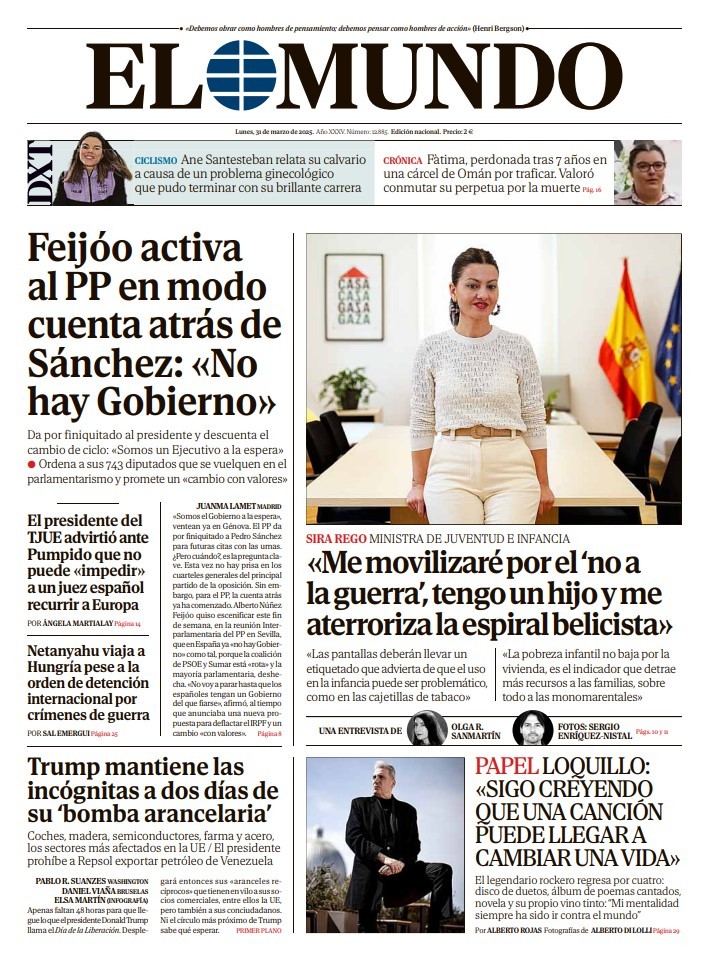 Portada de EL MUNDO del lunes 31 de marzo de 2025 | Medios