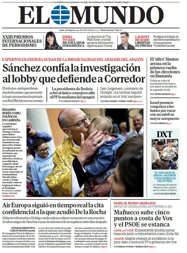 Portada de EL MUNDO del lunes 5 de mayo de 2025 | Medios