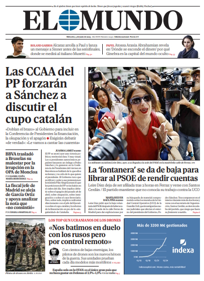 Portada de EL MUNDO del miércoles 4 de junio de 2025 | Medios