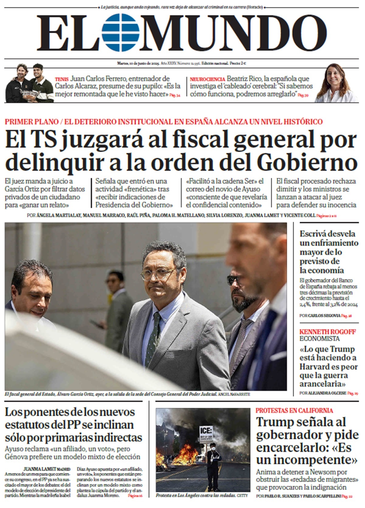 Portada de EL MUNDO del martes 10 de junio de 2025 | Medios
