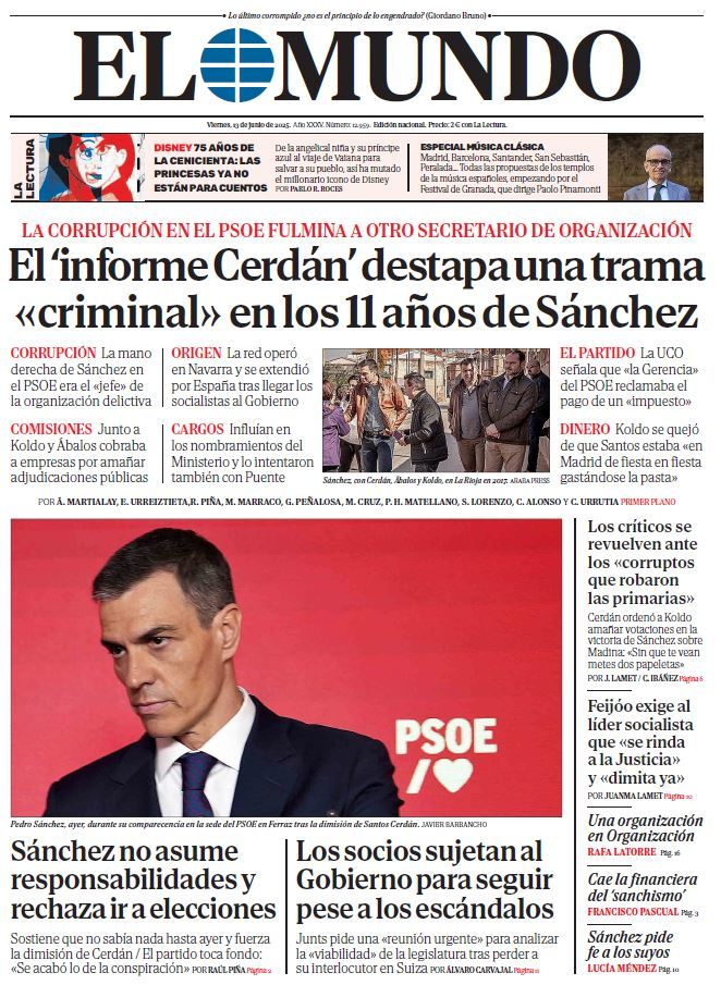 Portada de EL MUNDO del viernes 13 de junio de 2025 | Medios