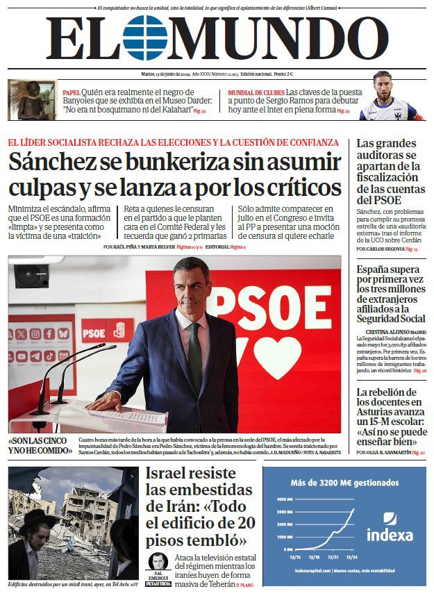 Portada de EL MUNDO del martes 17 de junio de 2025 | Medios