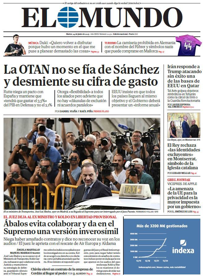 Portada de EL MUNDO del martes 24 de junio de 2025 | Medios