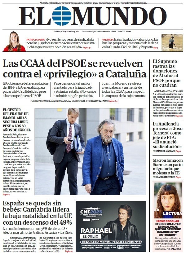 Portada de EL MUNDO del viernes 11 de julio de 2025 | Medios