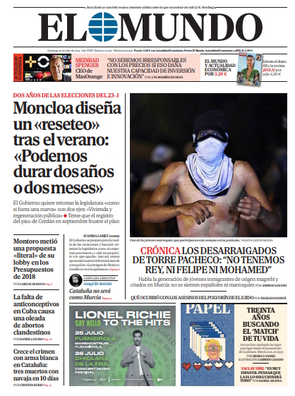 Portada de EL MUNDO del domingo 20 de julio de 2025 | Medios