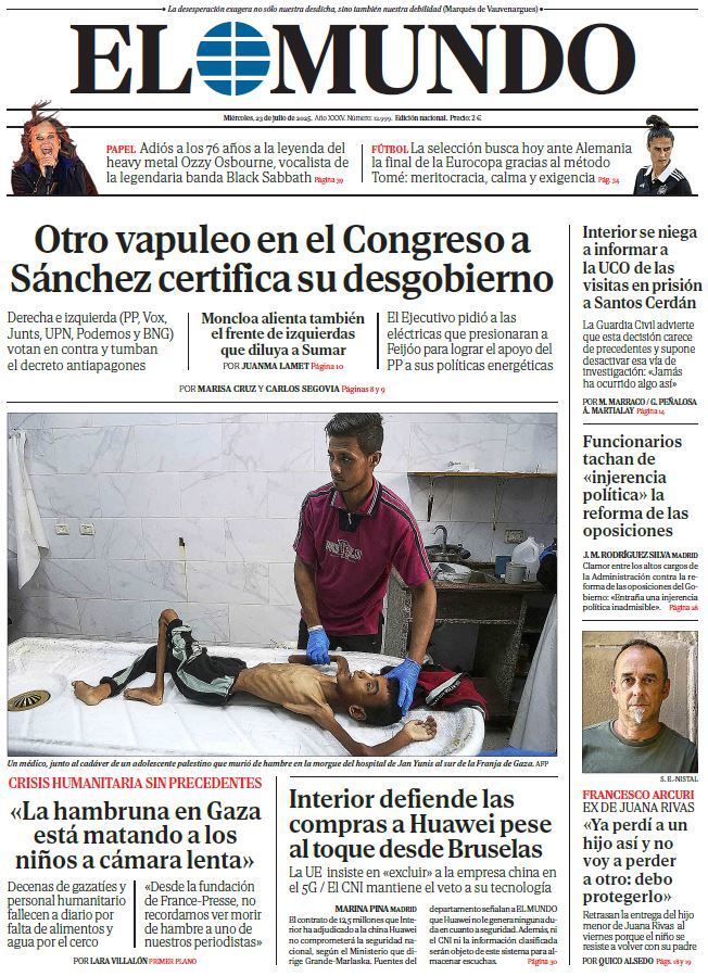 Portada de EL MUNDO del miércoles 23 de julio de 2025 | Medios