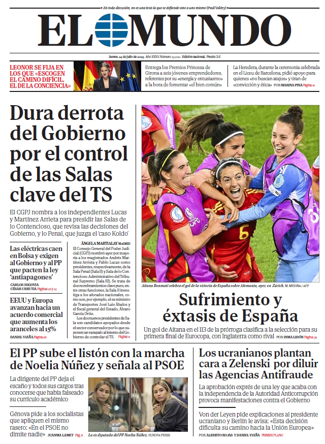 Portada de EL MUNDO del jueves 24 de julio de 2025 | Medios