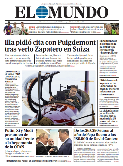 Portada de EL MUNDO del martes 2 de septiembre de 2025 | Medios