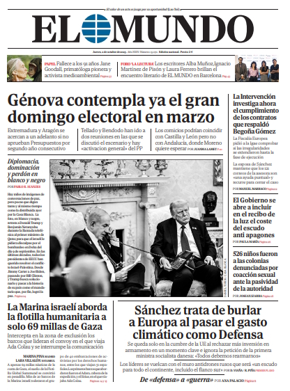 Portada de EL MUNDO del jueves 2 de octubre de 2025 | Medios