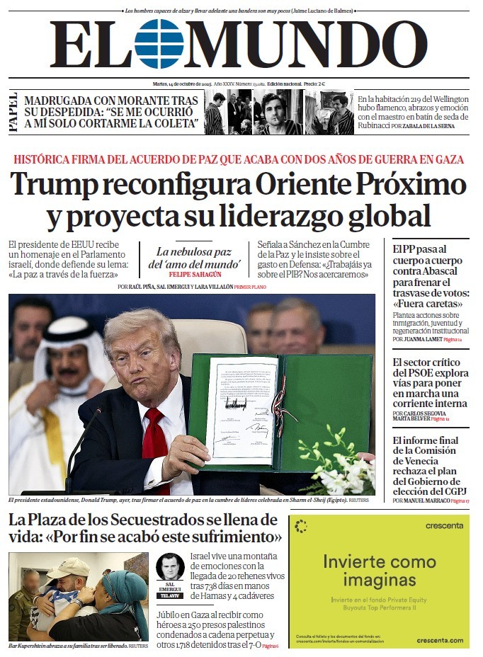 Portada de EL MUNDO del martes 14 de octubre de 2025 | Medios