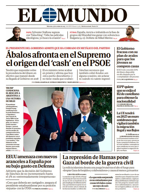 Portada de EL MUNDO del miércoles 15 de octubre de 2025 | Medios