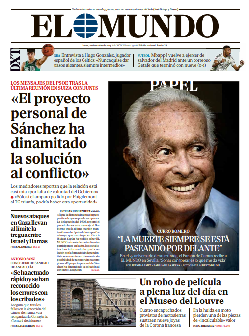Portada de EL MUNDO del lunes 20 de octubre de 2025 | Medios