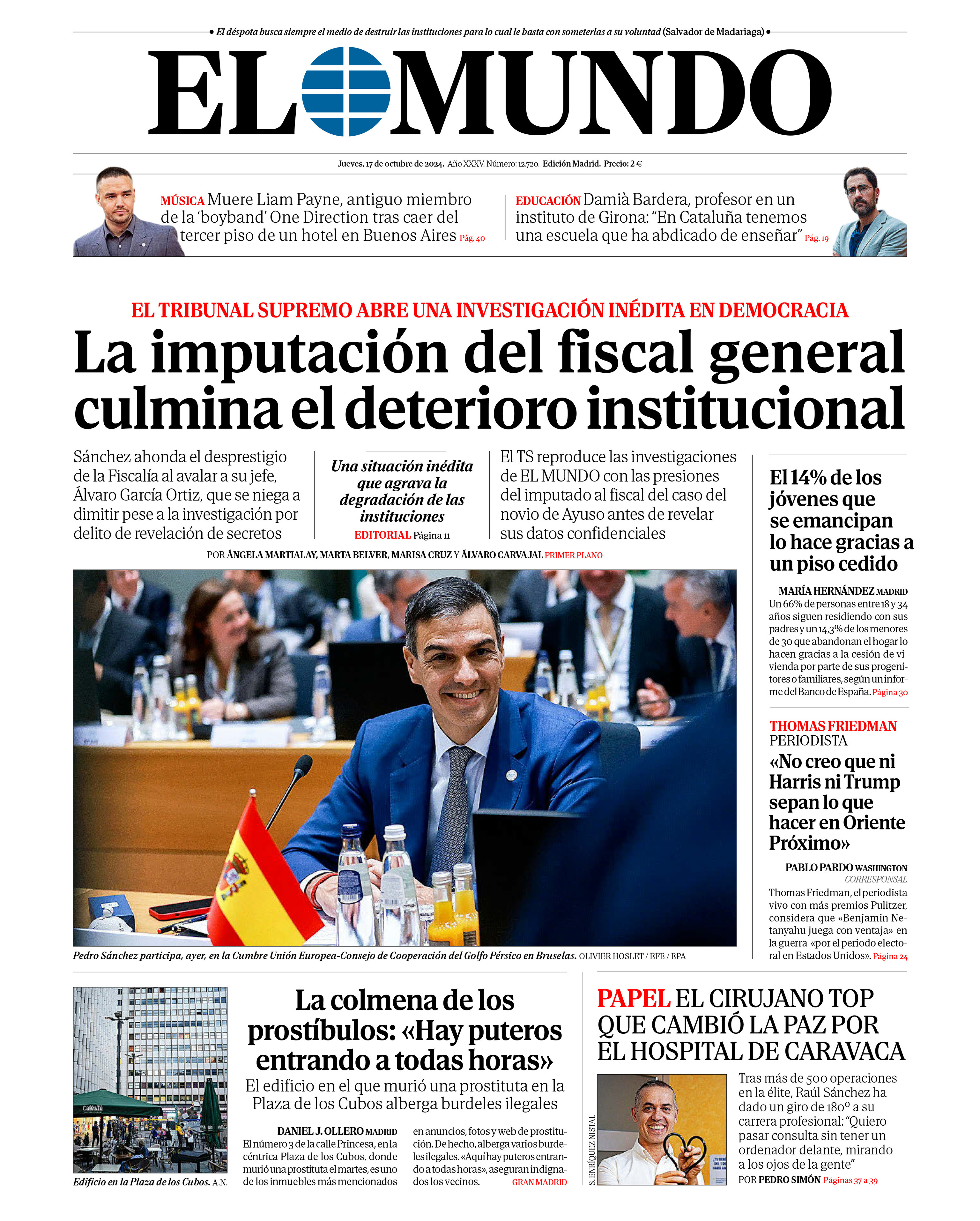 Mundo Fiscal Seis portadas de EL MUNDO que llevaron al fiscal general a una condena ...