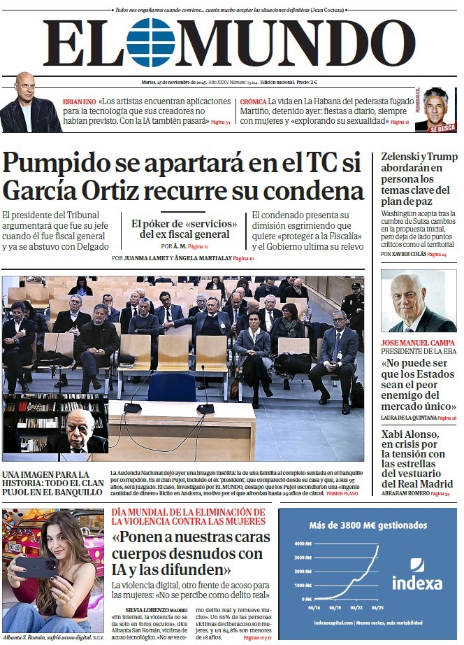 Portada de EL MUNDO del martes 25 de noviembre de 2025 | Medios