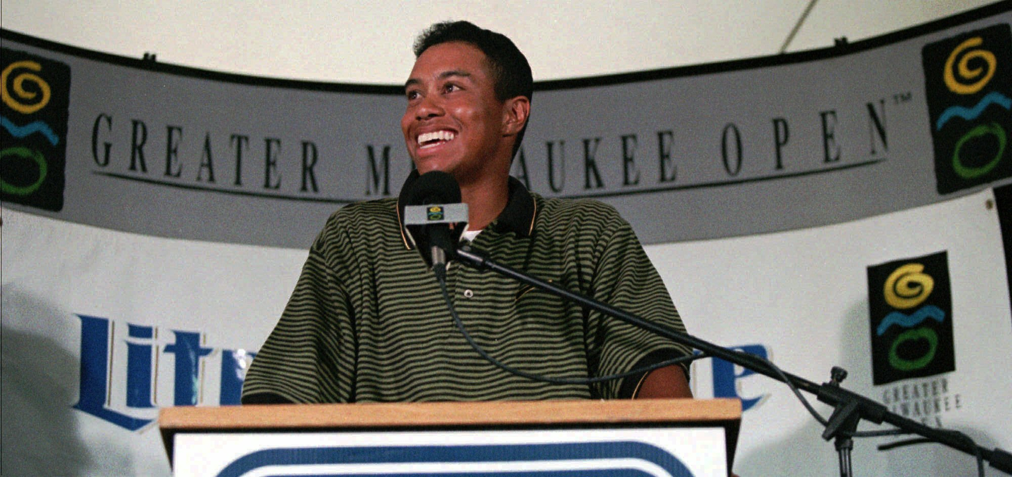 Woods, durante una conferencia de prensa en 1996.