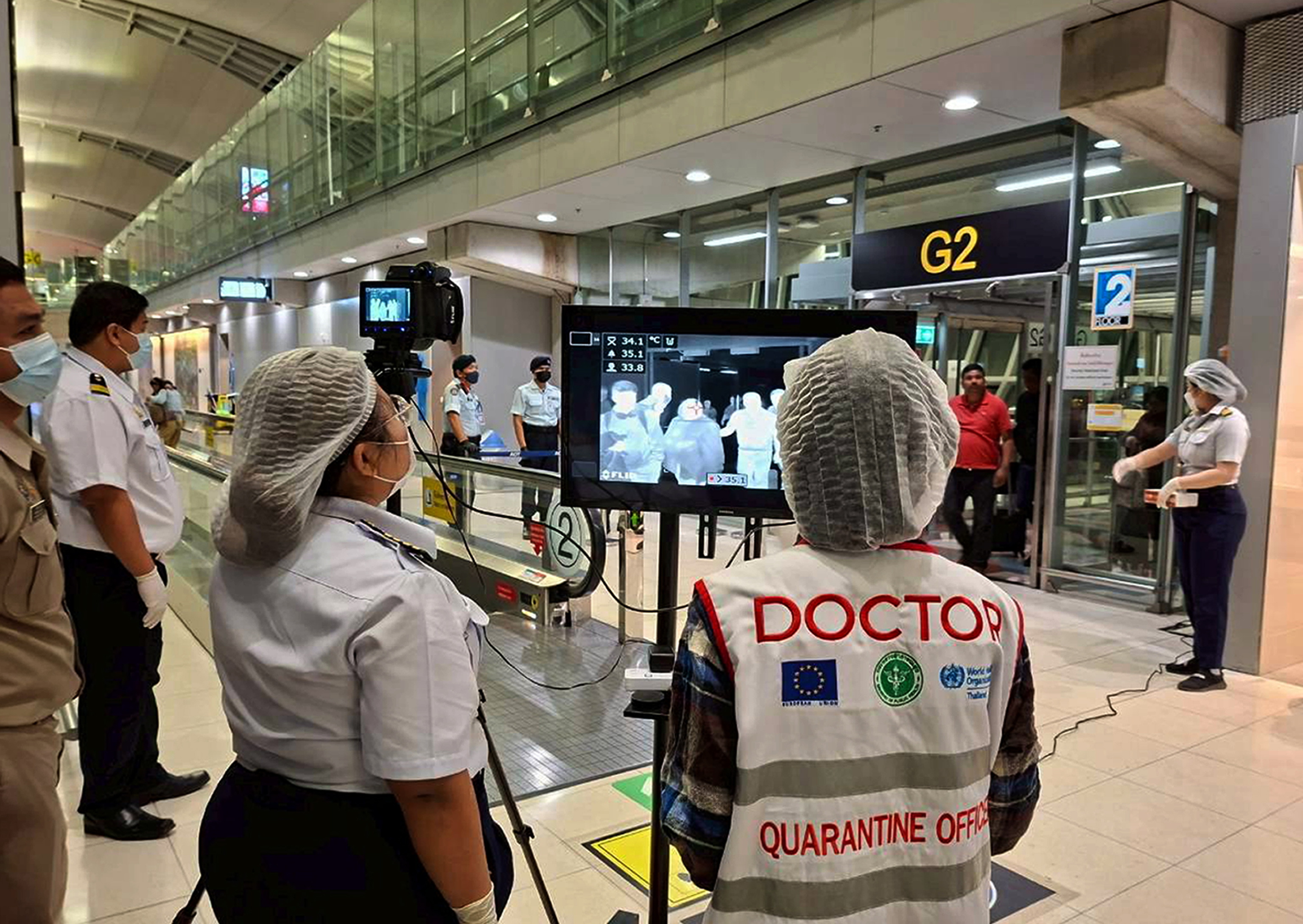 Medidas de seguridad en el aeropuerto de Suvarnabhumi, Tailandia.