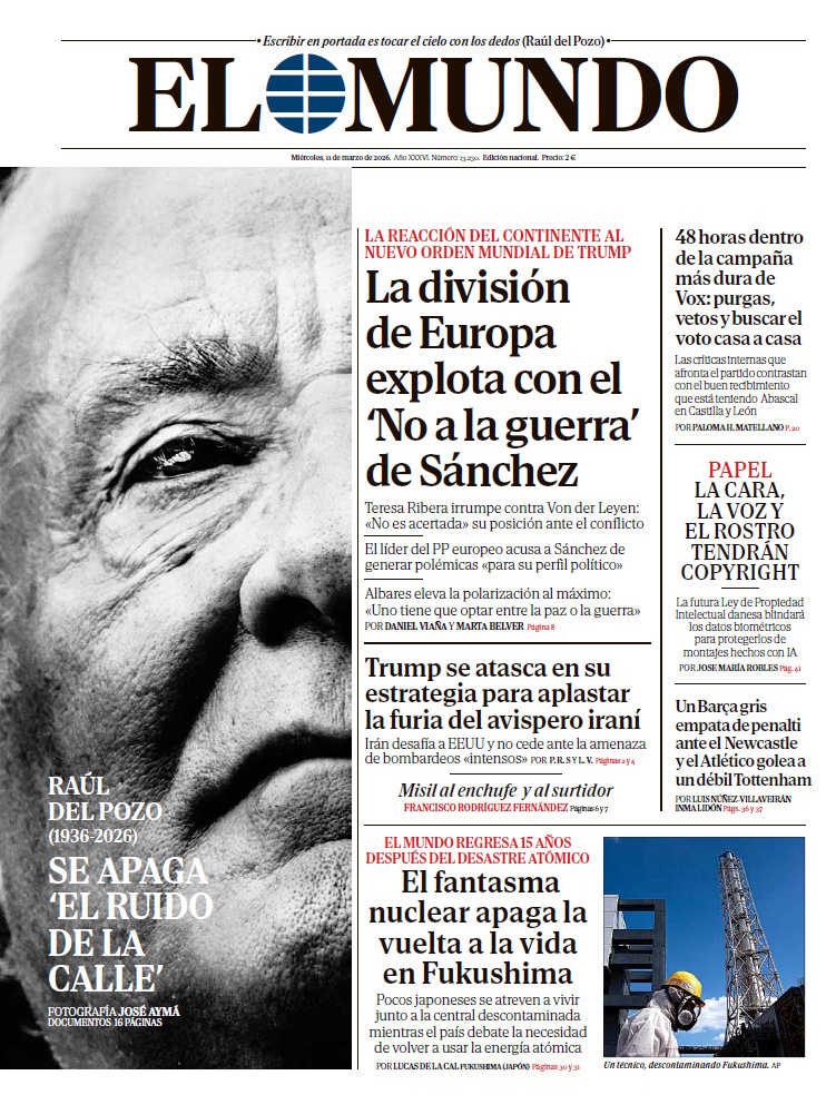 Portada de EL MUNDO del miércoles 11 de marzo de 2026 | Medios