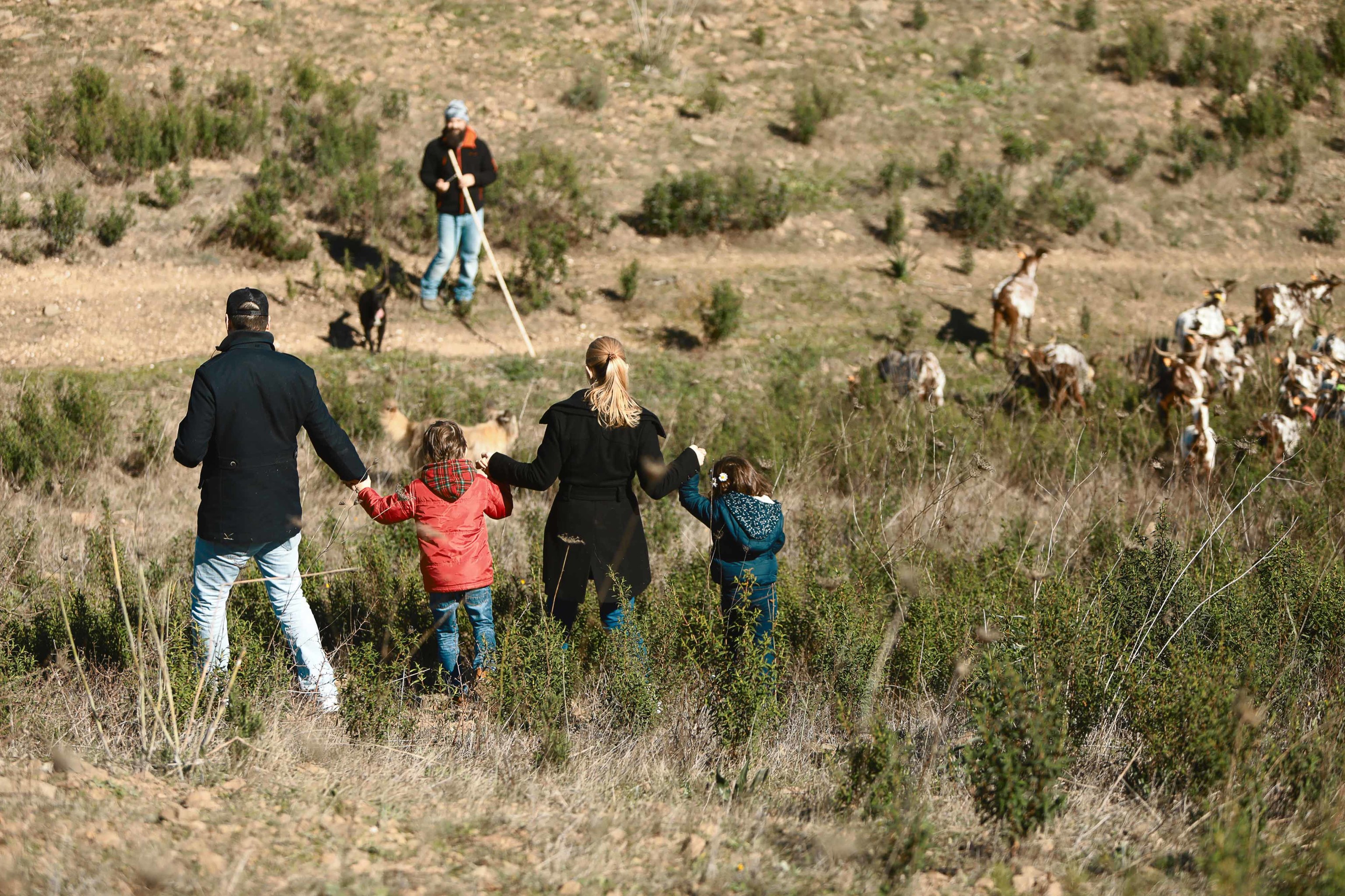 Una familia haciendo 'el cabra' en el Algarve más natural, al sur de Portugal.