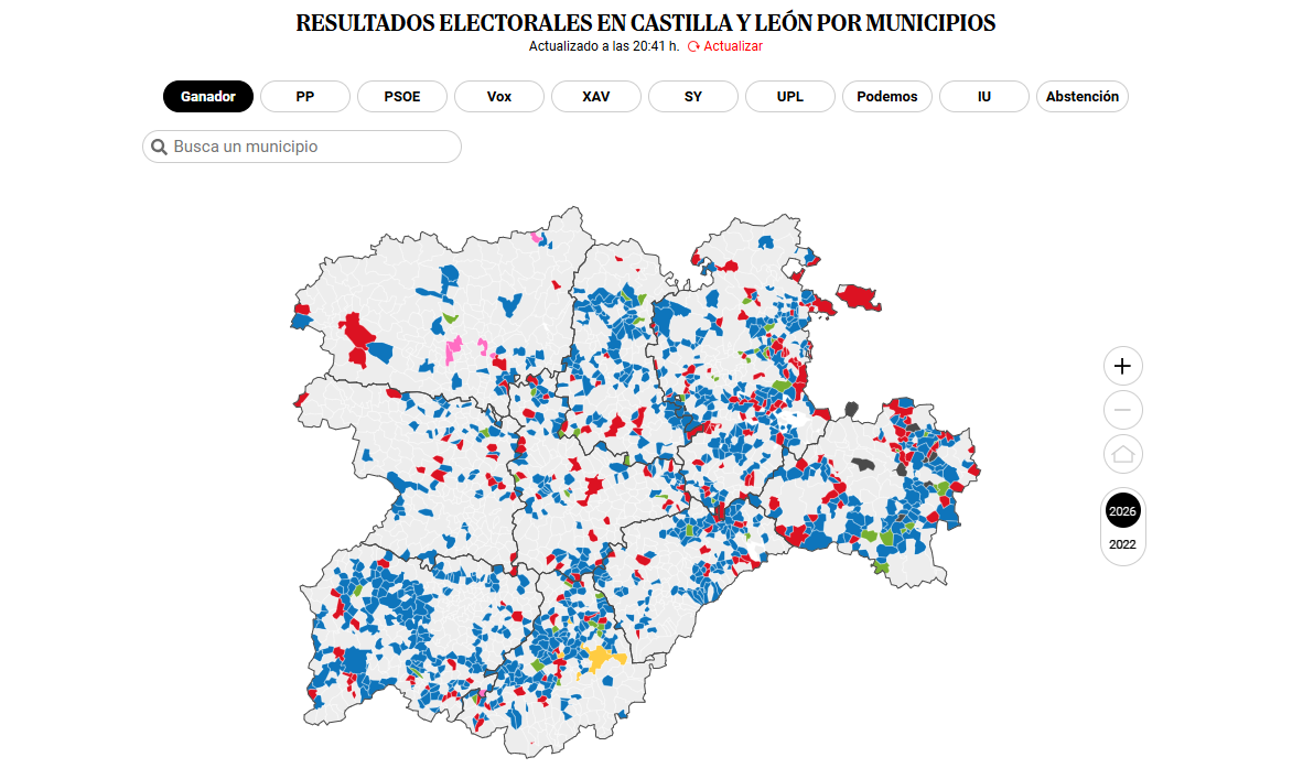 El mapa de los resultados de las elecciones de Castilla y León 2026 ...