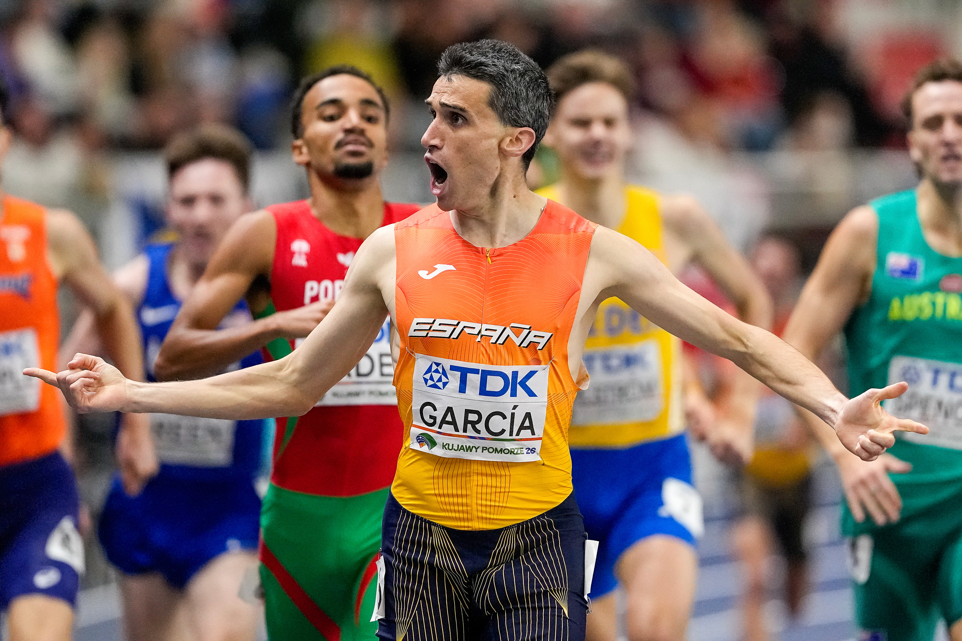 Mariano García, celebrando su victoria en Torun.