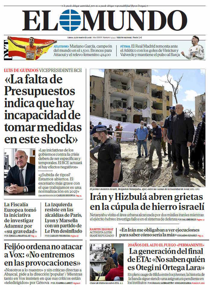 Portada de EL MUNDO del lunes 23 de marzo de 2026 | Medios