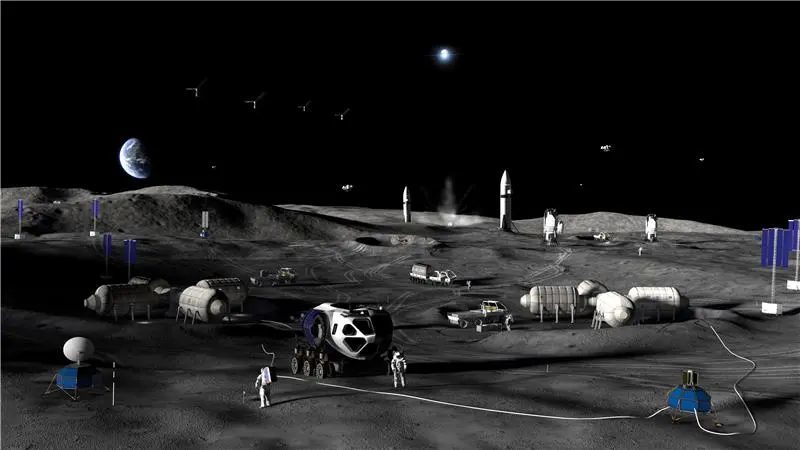 Simulación difundida por la NASA de cómo sería la base lunar.