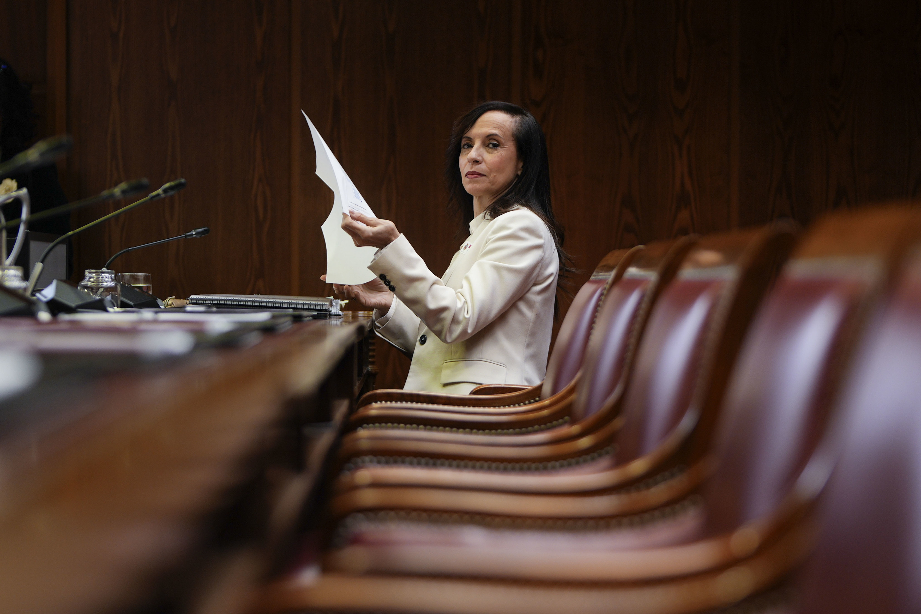 La presidenta de Redeia, Beatriz Corredor; este mi�rcoles en el Senado para comparecer ante la comisi�n que investiga el apag�n.