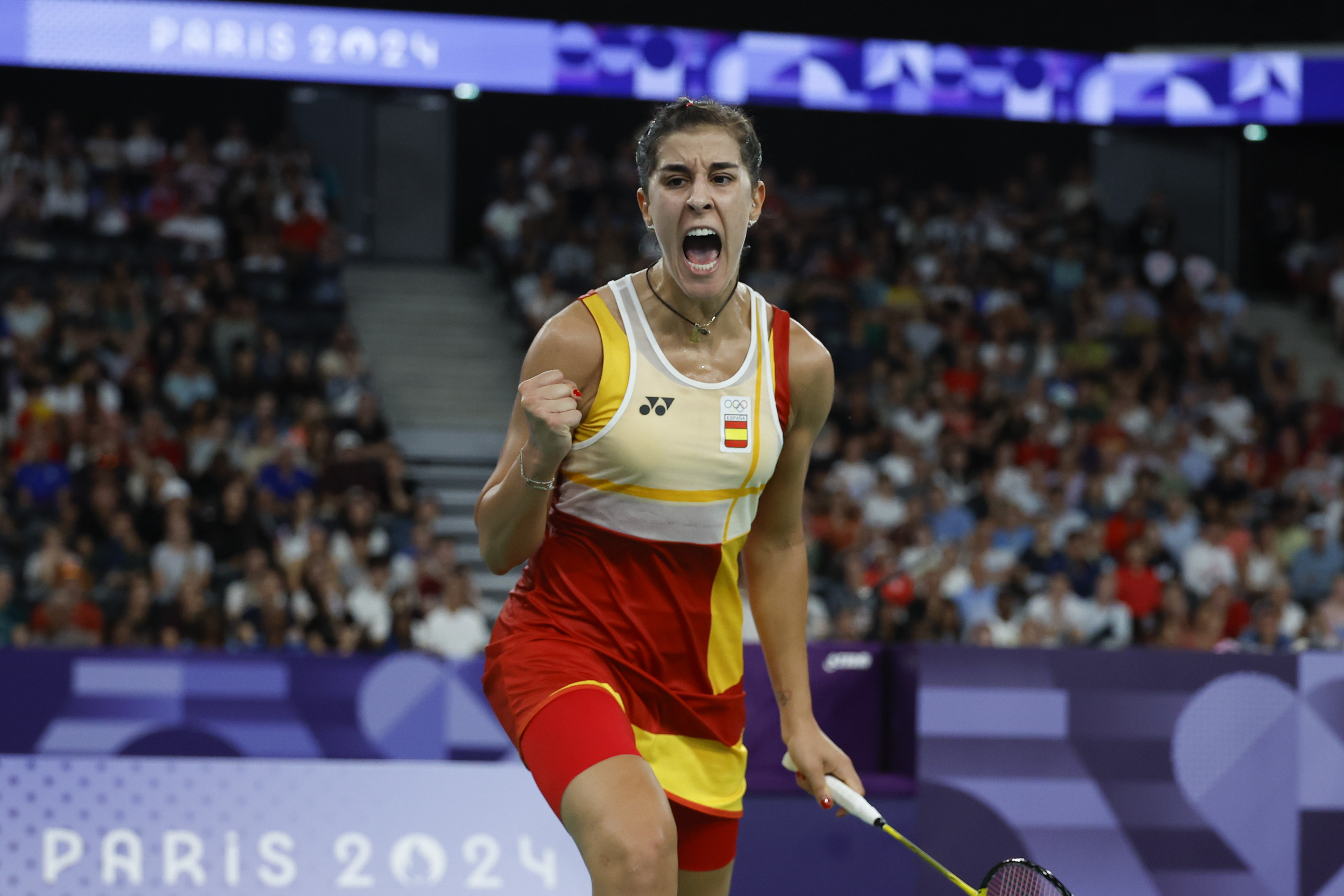 Carolina Marín, durante los Juegos de París 2024.