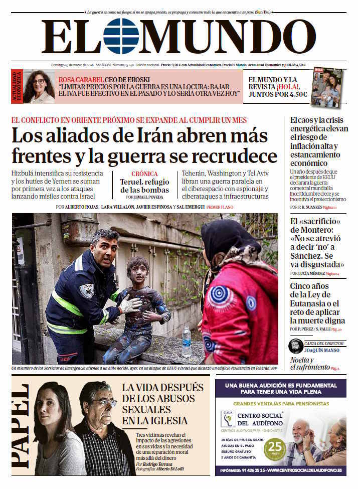 Portada de EL MUNDO del domingo 29 de marzo de 2026 | Medios